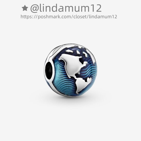 Pandora Blue Globe Clip Charm - Picture 1 of 4